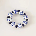 bracelet boho chic bleues fleurs blanc respectueux environnement