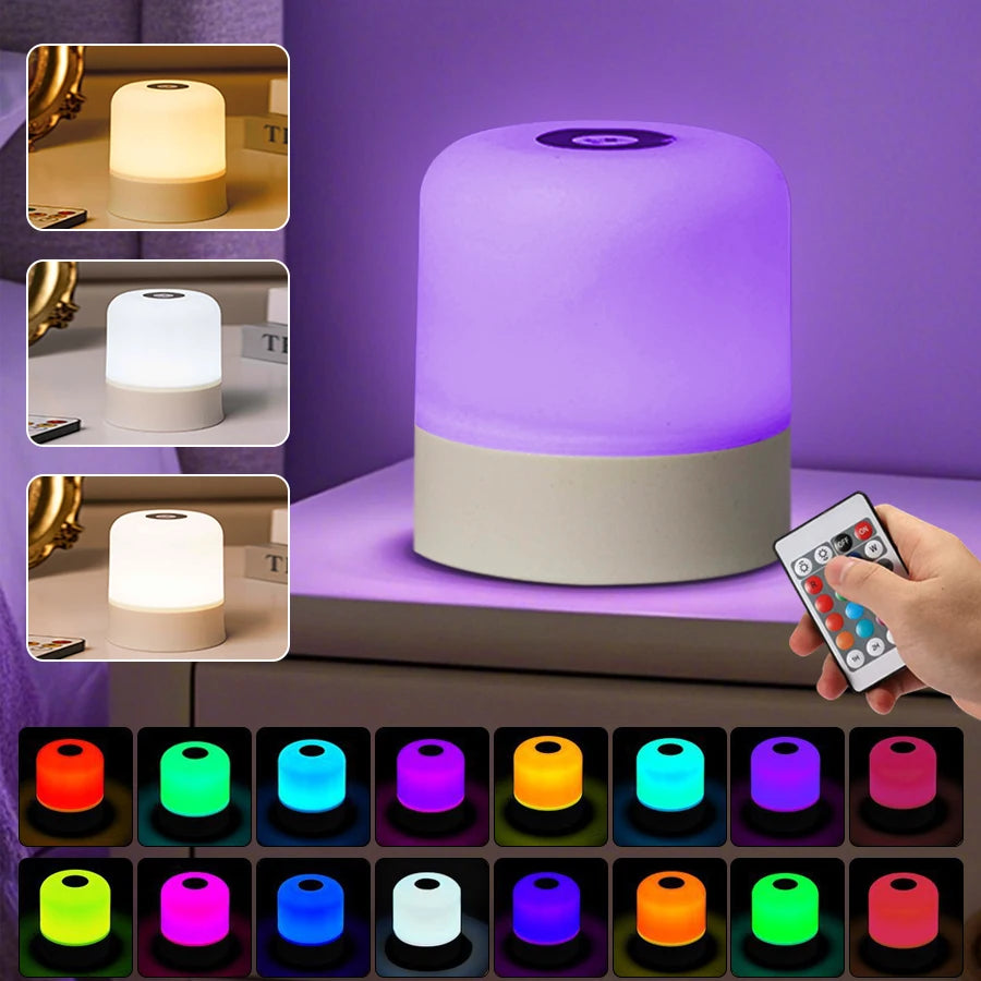 lampe table moderne rechargeable blanc gris 16 couleurs rgb télécommande tactile chambre coucher