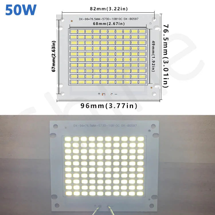 projecteur led 100w 200w 50w lumineux plaque industrielle alu opaque connecteurs rouges