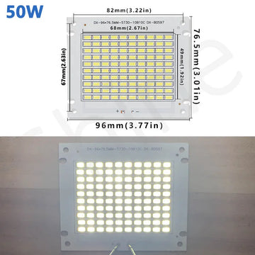 projecteur led 100w 200w 50w lumineux plaque industrielle alu opaque connecteurs rouges