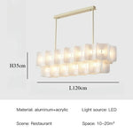 suspension lumineuse moderne pendentif blanc rayures fines opacité 120cm d100cm d80cm d60cm lumière froide