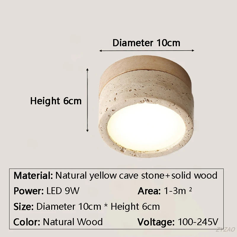 lampe moderne minimaliste bois pierre texture naturelle beige brun foncé éclairage led murale