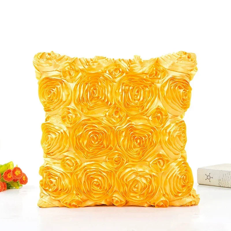 taies oreiller rose motif roses élégantes 40x40cm polyester fermeture glissière carreaux décoratifs rouges