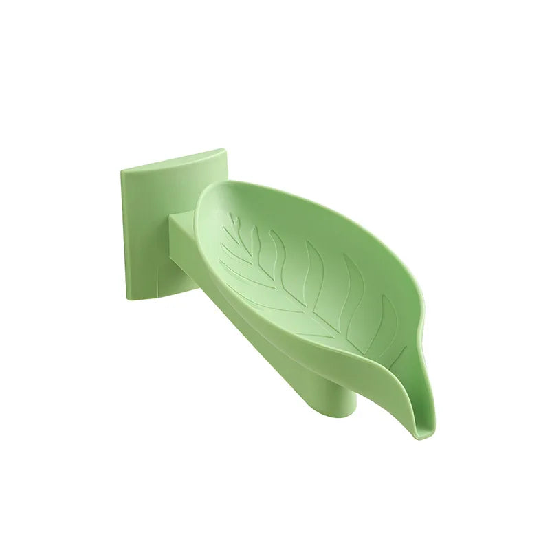 porte savon mural blanc vert feuille moderne adhésif salle bains toilettes linge