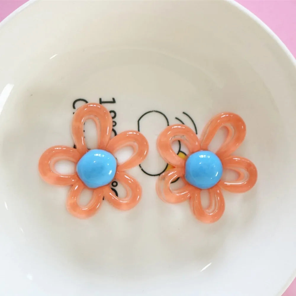 clips cheveux fleurs violet blanc orange vert jaune rose bleu kawaii