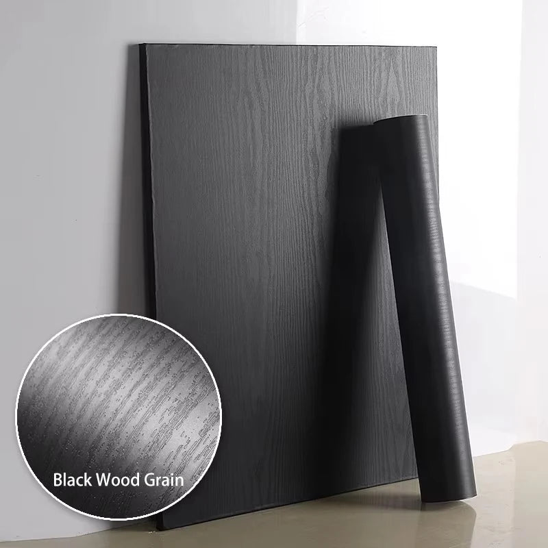 papier peint pvc adhésif grain bois noir moderne 40cm 55cm rouleau scie règle