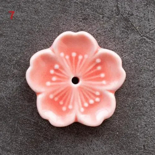 porte bâtonnets encens fleurs stylisées céramique artisanal rose bleu vert blanc jaune pâle marine
