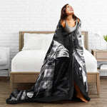 couverture noire blanche personnages détails texturés polyester portable hiver utilisation voyage camping hospitalière moderne