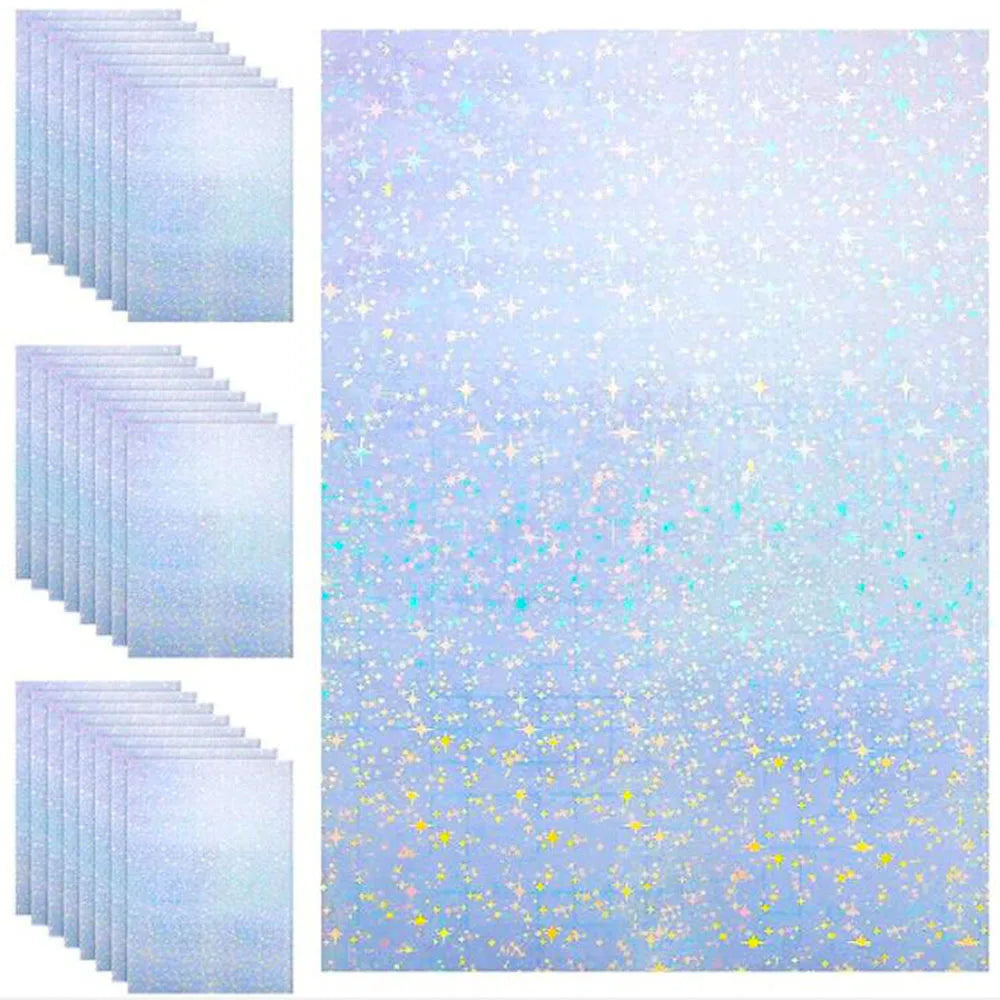 autocollants holographiques papier bleu argent brillants motifs géométriques modernes 10 feuilles