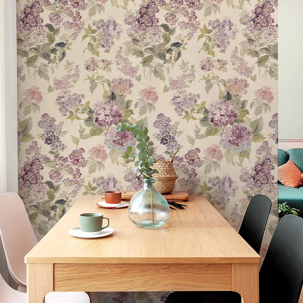 papier peint fleurs violettes adhésif pvc relief intérieur salon chambre enfant cuisineOpaque papier peint