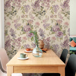papier peint fleurs violettes adhésif pvc relief intérieur salon chambre enfant cuisineOpaque papier peint