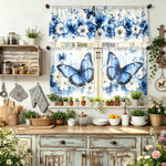 rideau moderne floral bleu papillons salon printemps haute qualité polyester