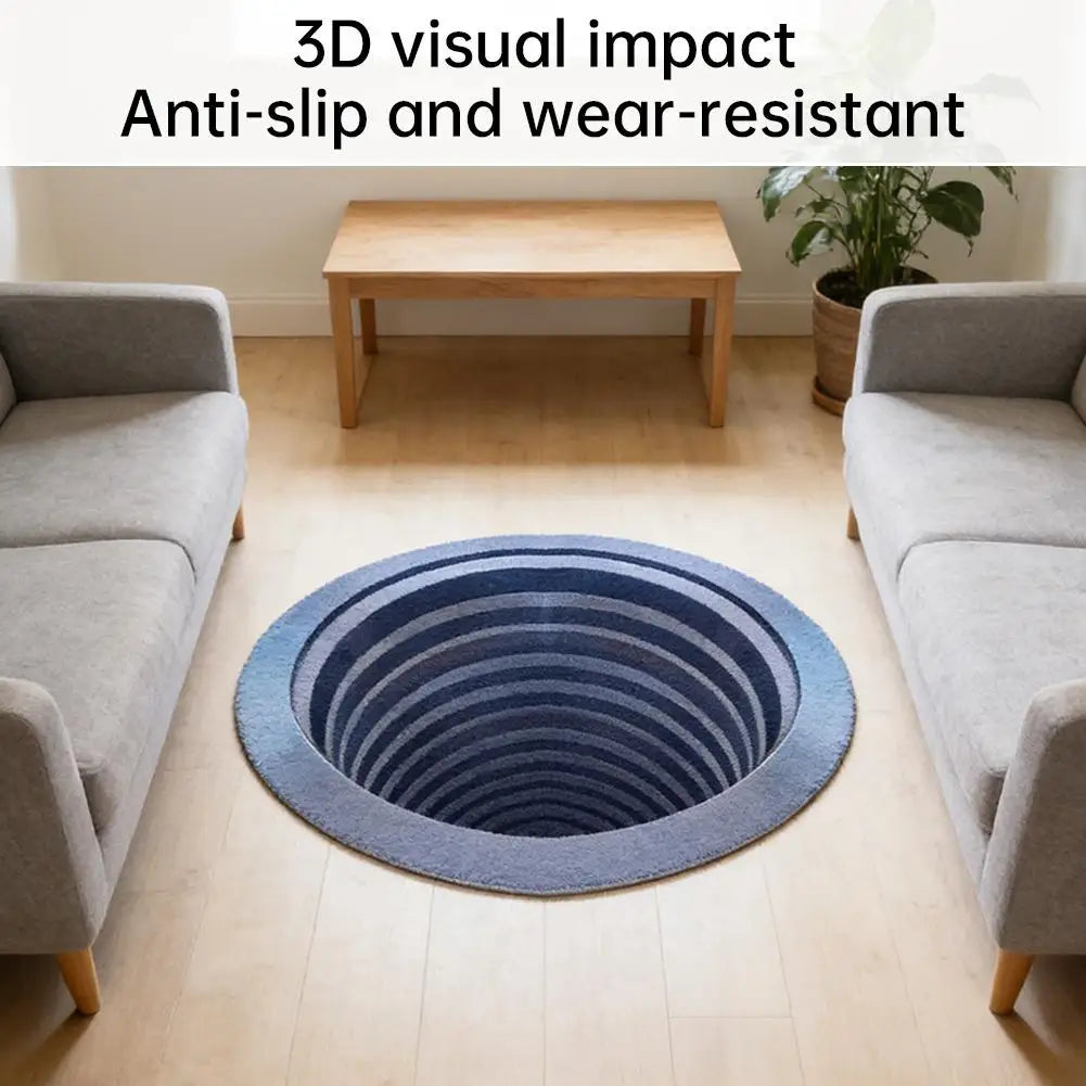 tapis bleu gris effet 3d illusion optique antidérapant salon chambre coucher mini