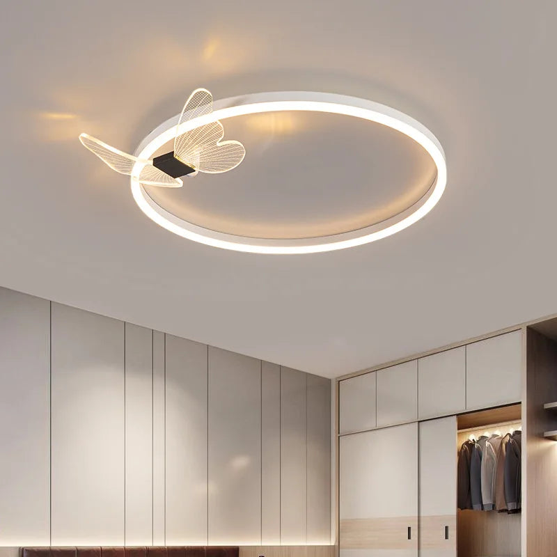 lampe moderne papillon décoratif blanc doré couleur variée interrupteur bouton led