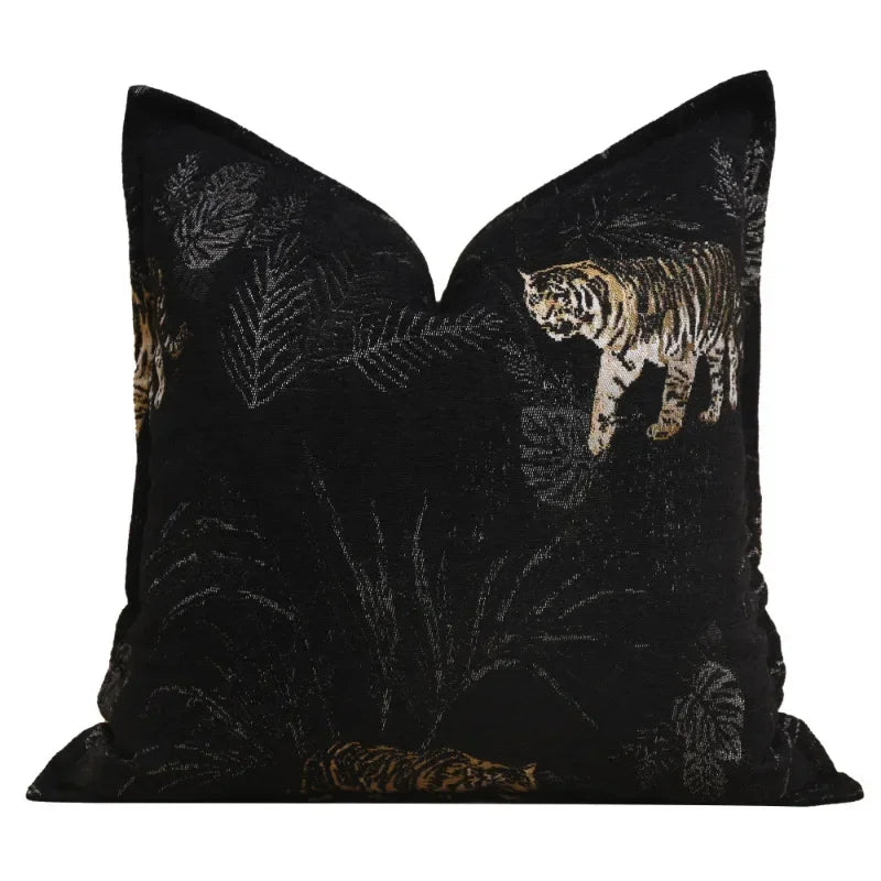 coussins imprimés animaux tigre léopard noir contemporains décoratifs sofa chaise voiture 50x50cm 45x45cm