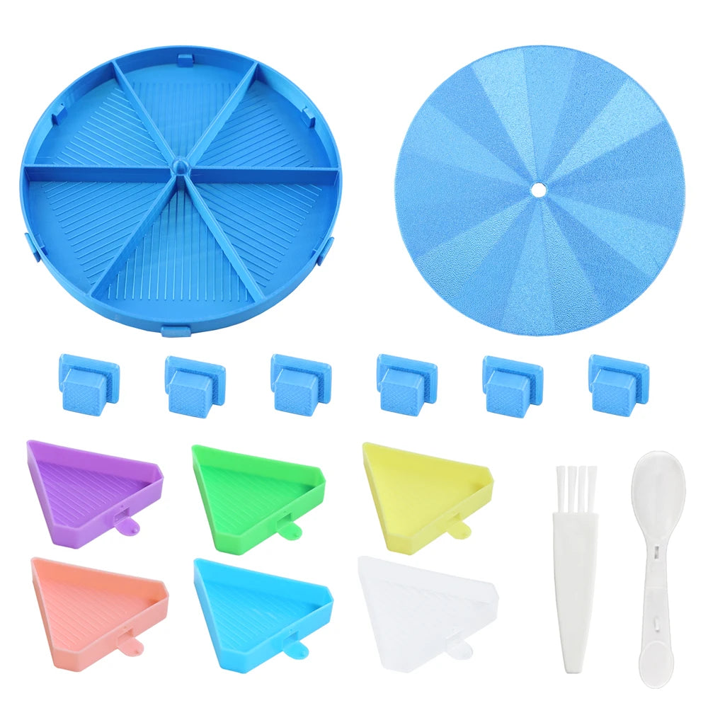 palette broderies six compartiments violet bleu vert rose moderne diagonales géométriques opaques brosse incluses.codes