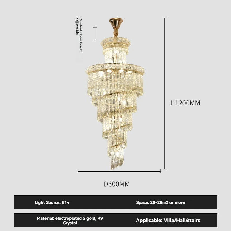lustre suspendu cristal doré brillantes classique élégant haute luminosité encastrée