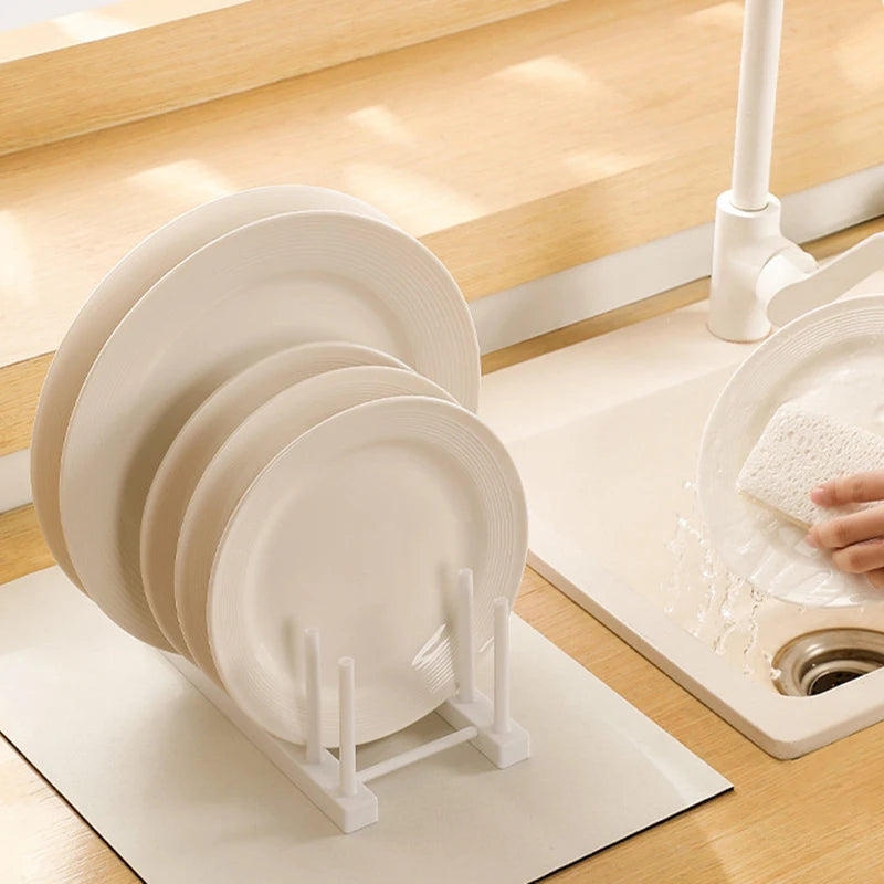 support assiettes blanc moderne rangement vaisselle cuisine organiser stockage multifonction plastique