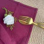 lot serviettes coton texture lin broderie rustique broches ruban jute