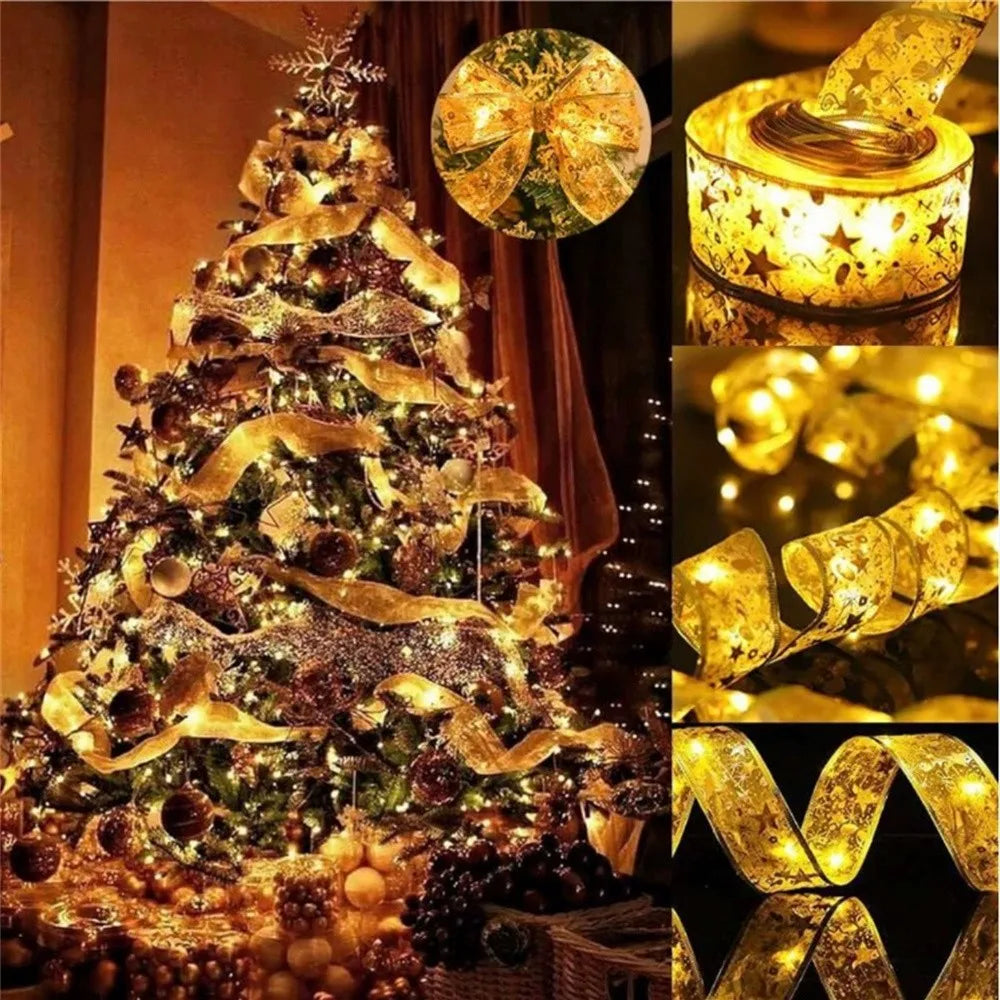 ruban lumineux multicolore étoiles dorées transparent festif 10m 5m 2m led batterie inclusion festive