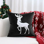 housse coussin velours noël arbre flocons good night rouge vert decoration carré tufted polyester