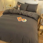 Housse de couette gris clair anti-acariens détaillée