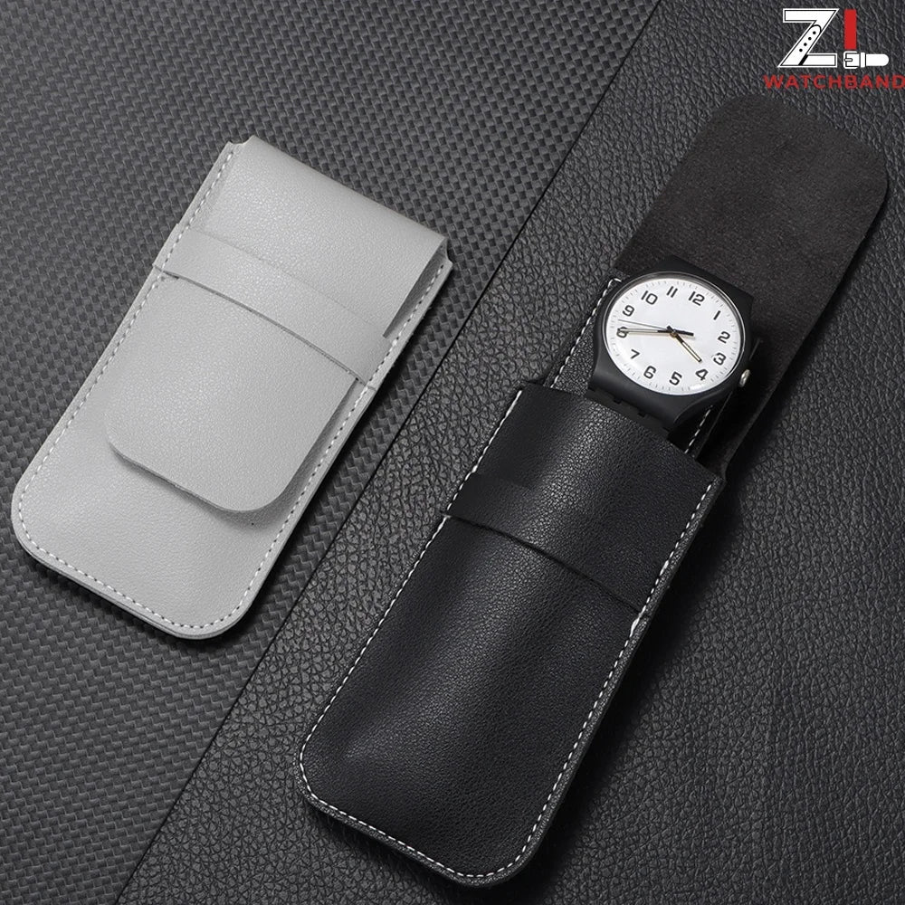 porte monnaie sac rangement anti poussière montres bijoux simili cuir gris noir classique adhésif