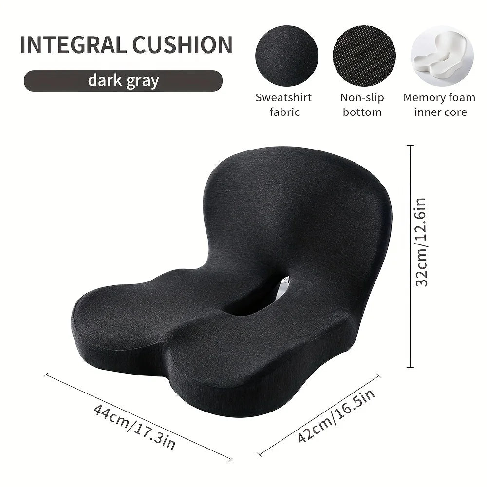 coussin ergonomique gris soutien lombaire mousse mémoire forme tissu polyester lavable ceinture sécurité moderne