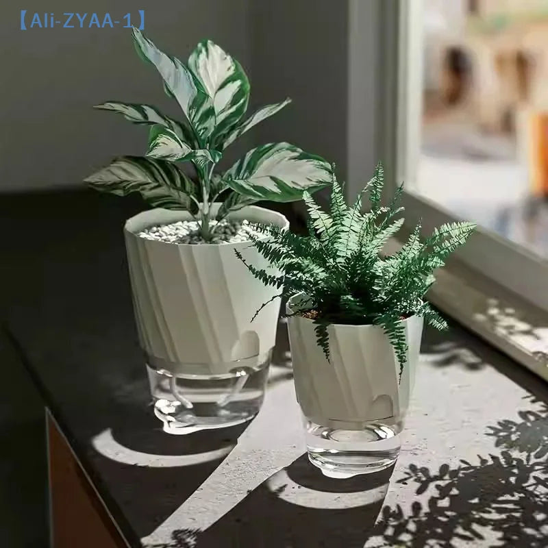 pot plante moderne transparent blanc rose gris facette geometrique auto arrosant minimaliste grille tailles