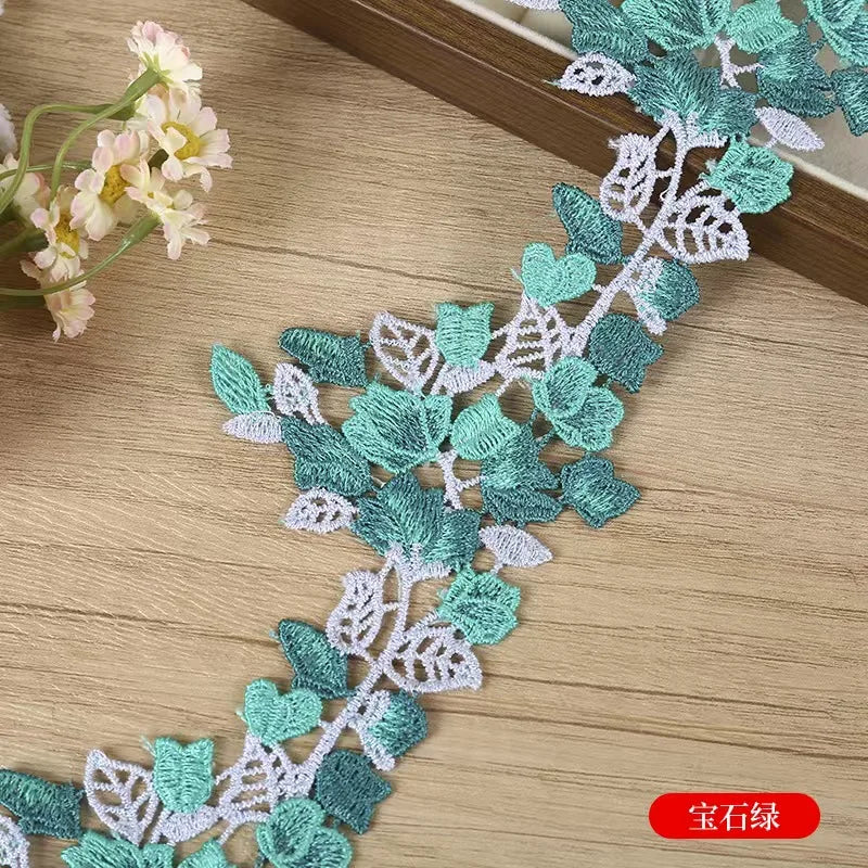 ruban dentelle polyester feuilles fleurs 8.5cm largeur artisanat broderie fine opacité écolo événement