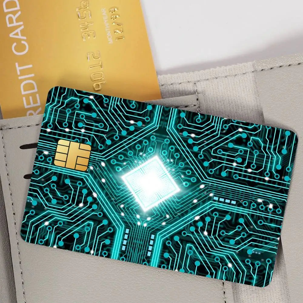 carte bancaire personnalisée adhésive circuit imprimé vert fond noir étanche résistante rayures empreintes digitales