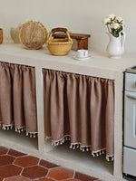 rideau cuisine beige classique 100 polyester opaque franges 30 70 90 cm