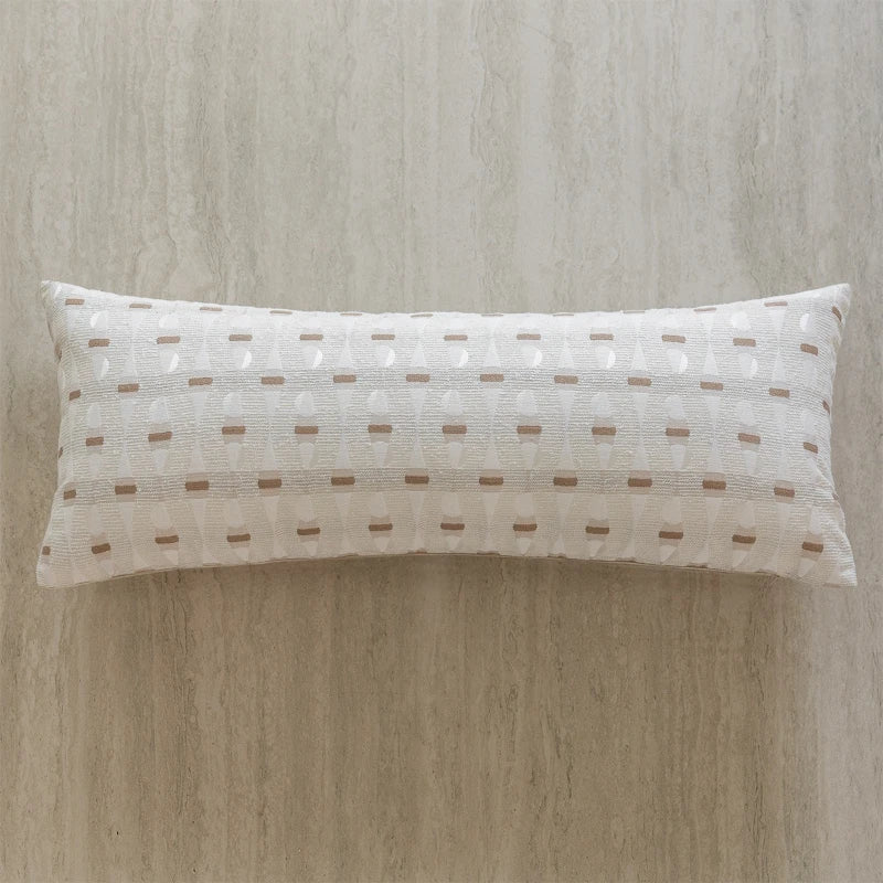 housse coussin rectangulaire polyester motif géométrique moderne décoration maison hospitalière beige clair