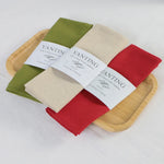 serviettes table coton polyester 30x45cm classique vert olive rouge blanc gris clair texture lin