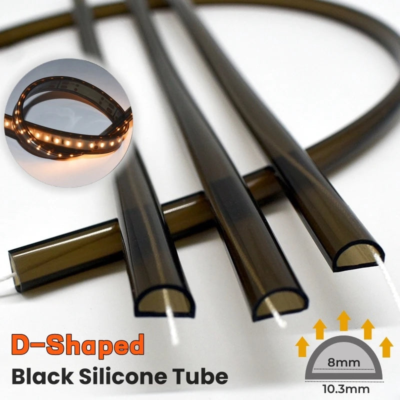 ruban led flexible tube silicone noir étanche autocollant luminaire décoration intérieur moderne salon