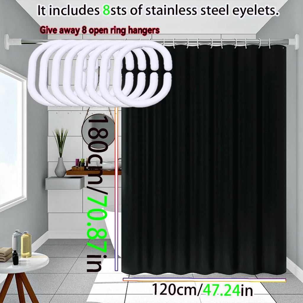 rideau douche noir opaque moderne suspension anneaux respectueux environnement 200cm 78.74in