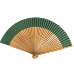 éventail traditionnel rose clair vert noir rayures géométriques opacité pliant bambou tissu pompon rouge