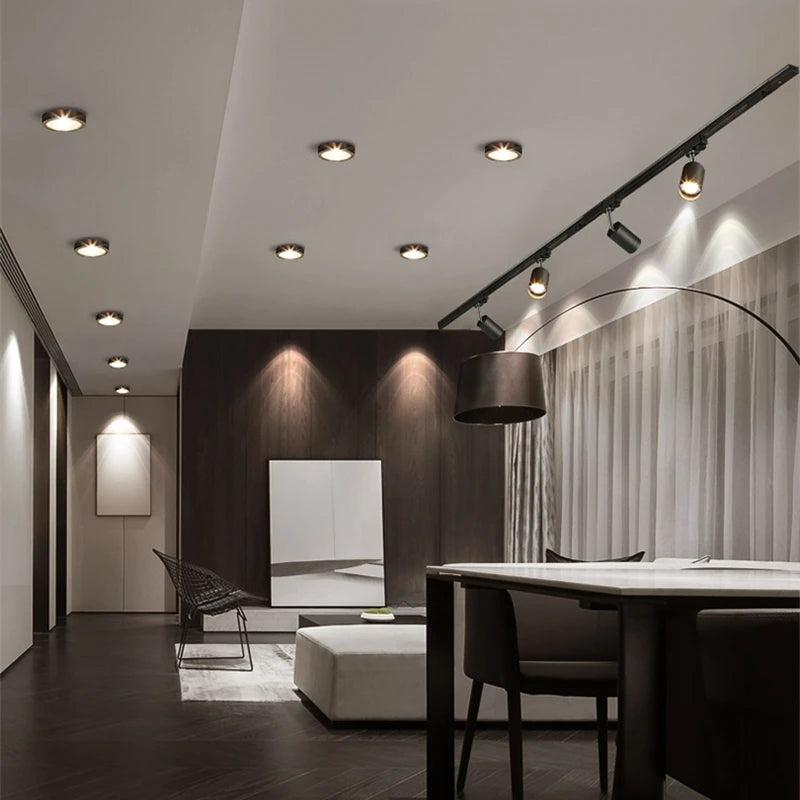 Spot LED Or Noir Cuivre Rond Lisse Éclairage Cuisine Moderne Boucle Ajustable Câbles
