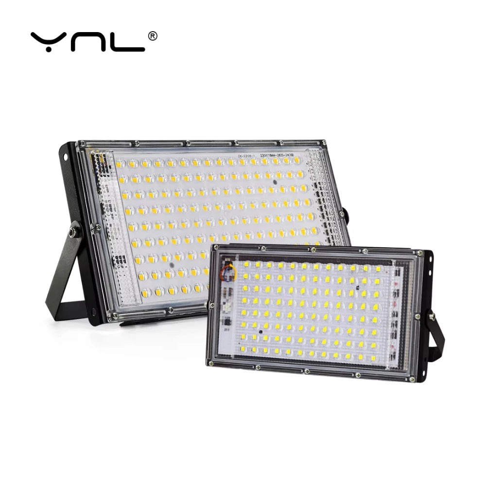 projecteur led ip65 moderne 100w 220v noir blanc froid câbles inclusextérieur aluminium certifié rohs