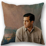 taies d'oreiller coton lin motif jake gyllenhaal moderne bleu marine imprimé décoration maison washable