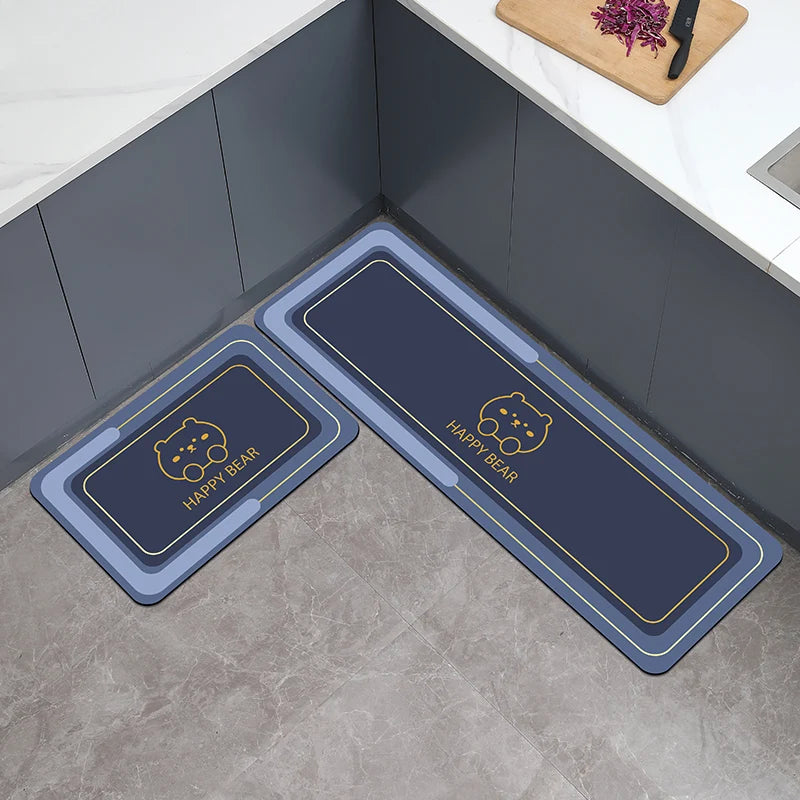 tapis sol antidérapant polyester gris moderne fourchette cuillère logo 40x60cm 50x80cm