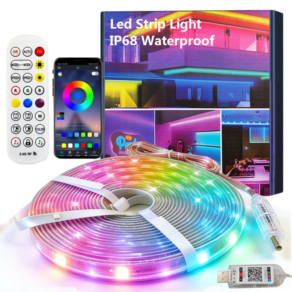 ruban led multicolore 10m 15m adhésif contrôleur usb télécommande application moderne