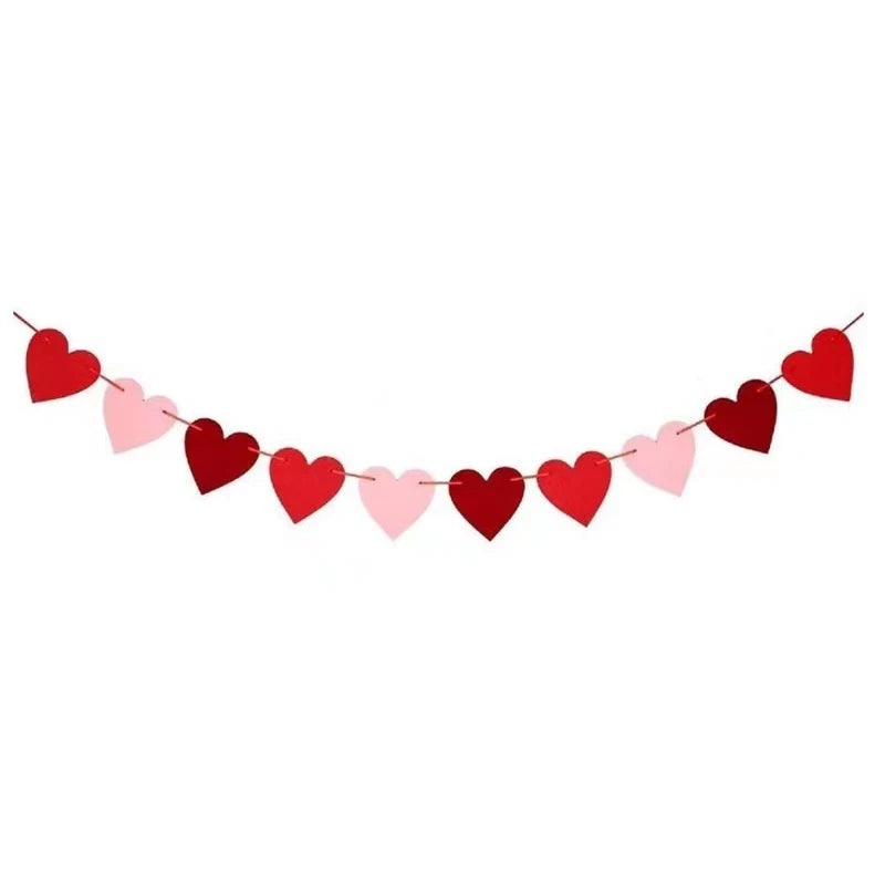 guirlande coeurs feutre rouge rose blanc decoration saint valentin anniversaire mariage festif
