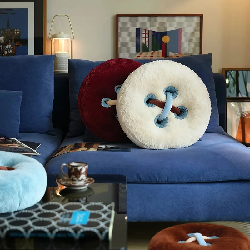 coussin moderne plush boutons blanc rouge marron bleu adultes décoration intérieure chambre canapé