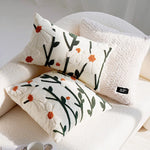 taies d'oreiller fleur brodées moderne coton polyester lit décoration maison bleu blanc vert