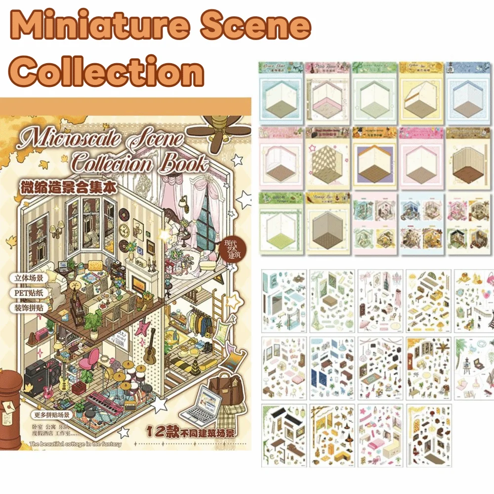 livre scènes miniatures illustrations vintage intérieurs autocollants cartes référence adultes