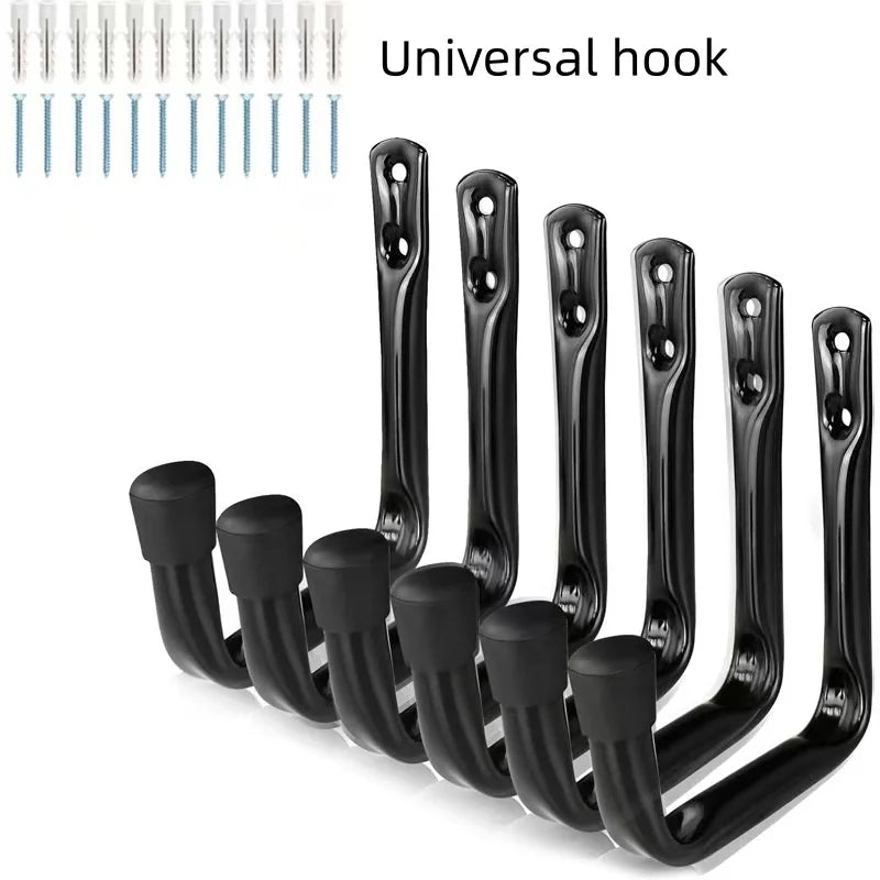 crochet universel noir moderne fixe support matériel lourd garage rangement utilisation multiple accessoire jardin