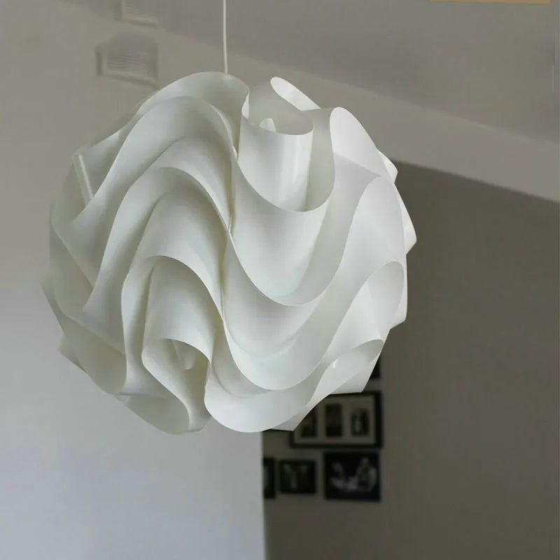 Suspension lumineuse moderne blanche plissée fer opacité câble suspendu led salon