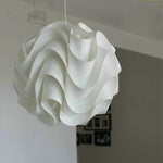 Suspension lumineuse moderne blanche plissée fer opacité câble suspendu led salon