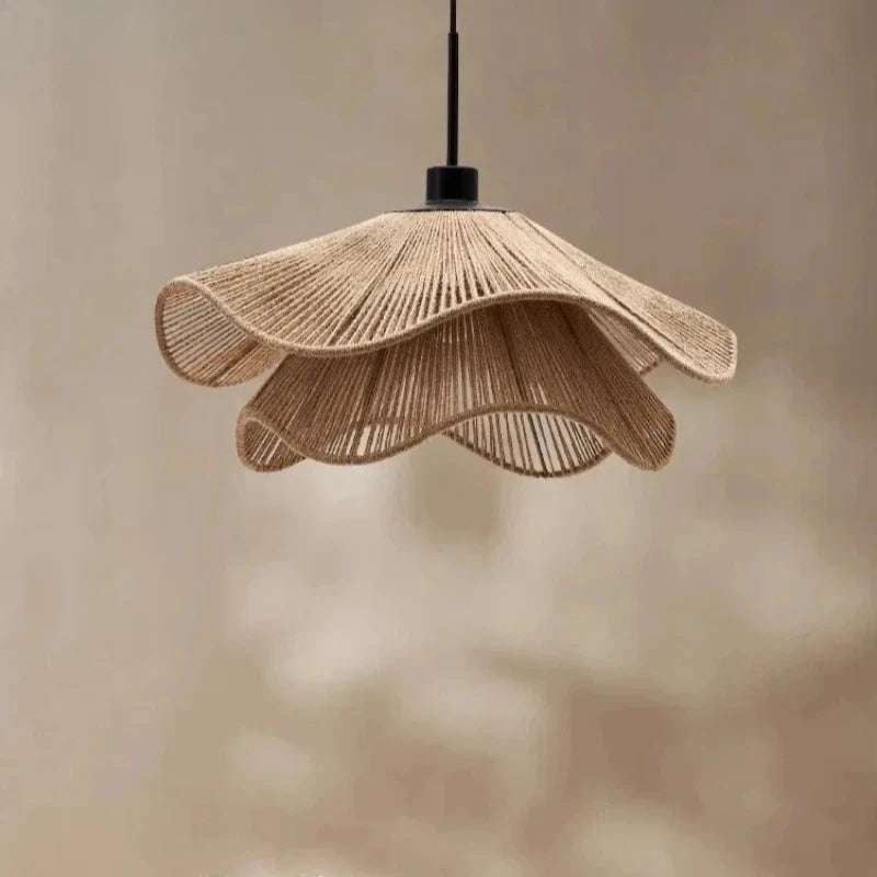 suspension rotin tressé moderne lumière chaude bohème salle restaurant chambre hall